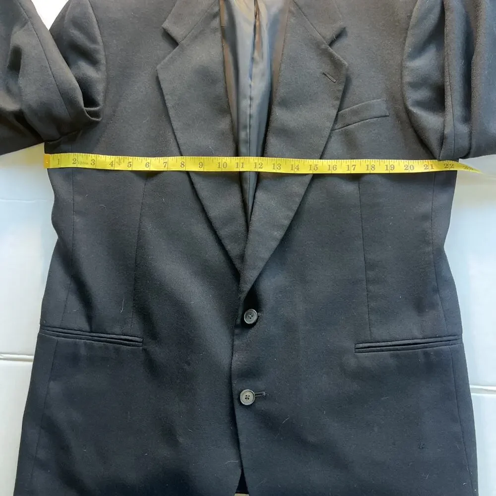 Alfani Mens Suit Jacket Blazer 44 R Black Solid Made In USA Vintage Macys